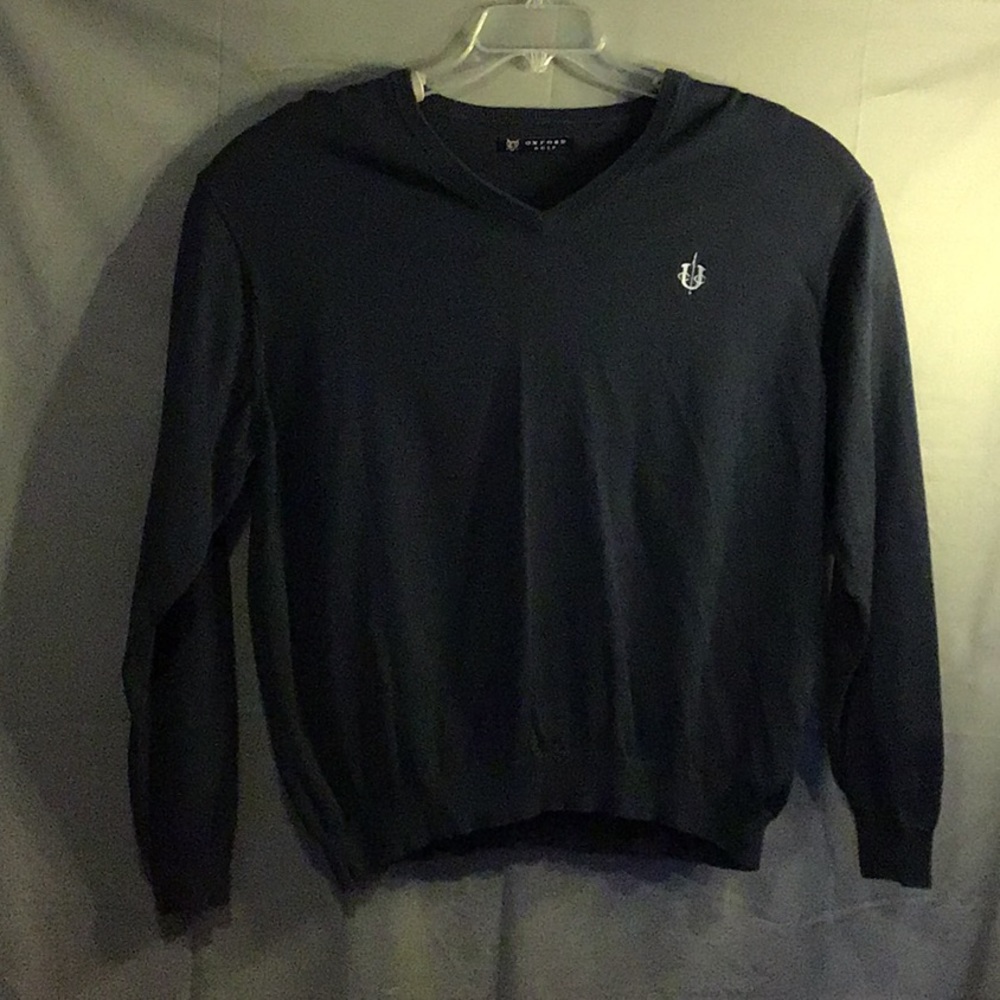 OXFORD GOLF - men’s, V Neck, long sleeves, sweater, Dark Blue